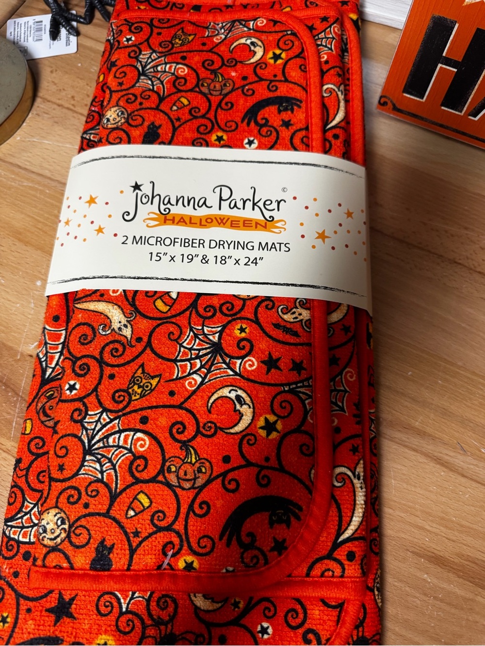 Johanna Parker Halloween Orange Microfiber Drying Mats - 2 Pack